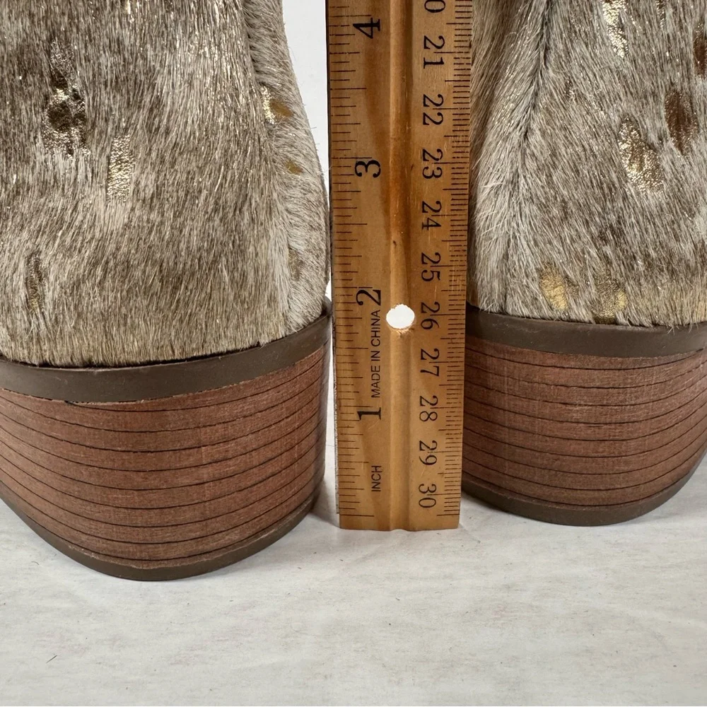 Coconuts by Matisse Pronto Cream Metallic Gold Calf Hair Split Shaft Bootie 9.5M